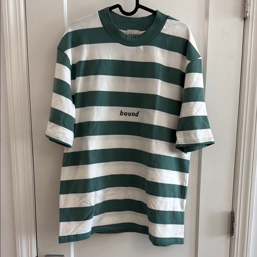 bound Green and White Striped Short Sleeve Tee
